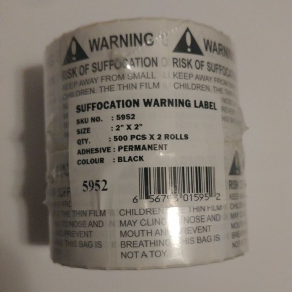 Suffocation Warning 1000 Labels - Picture 2 of 4